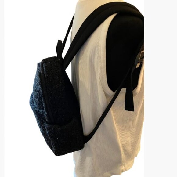 Vera Wang Small Quilted Boucle Backpack With Black Sequins main image 7